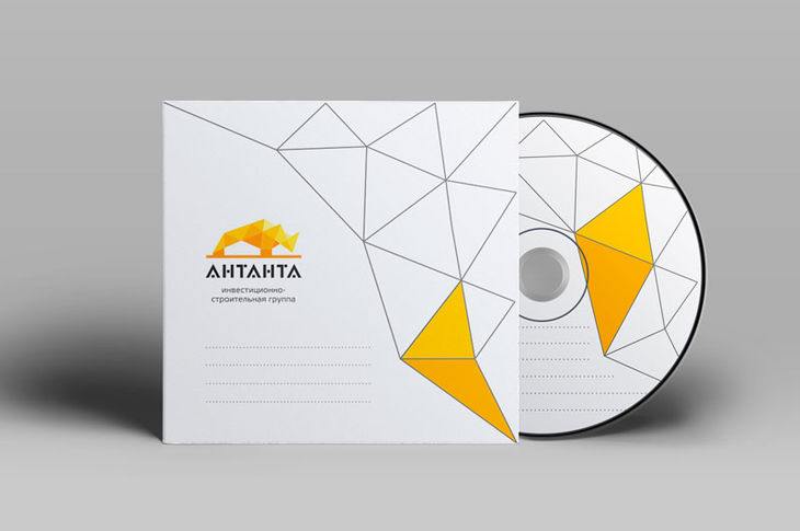 Компакт диск и конверт в фирменном стиле для группы строительных компаний Антанта