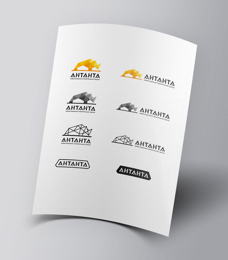 Различные варианты использования логотипа для группы строительных компаний Антанта