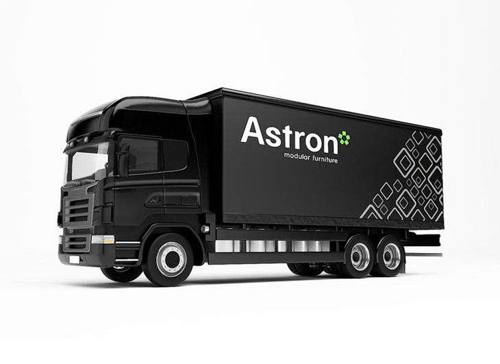 Пример размещения логотипа на фуре для мебельной вфабрики Астрон