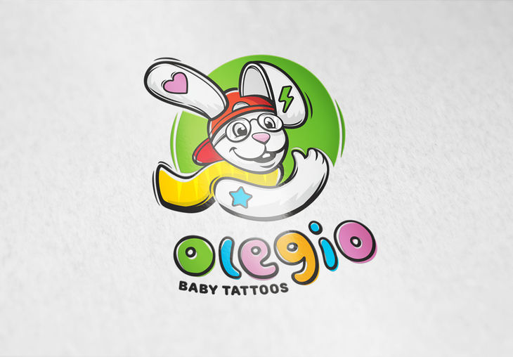 Вертикальная композиция логотипа для бренда детских тату Olegio