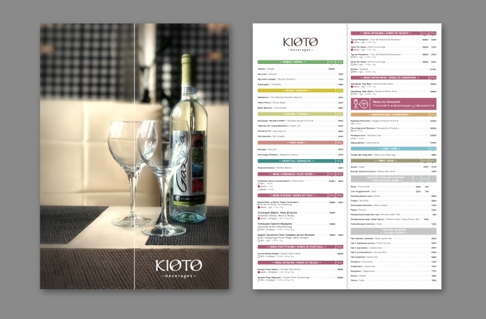 Винная карта для ресторана KIOTO