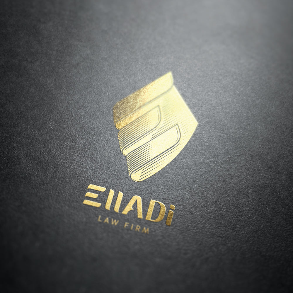 Разработка фирменного стиля для юридической фирмы Elladi. Фирменный знак и логотип нанесенные методом шелкографии
