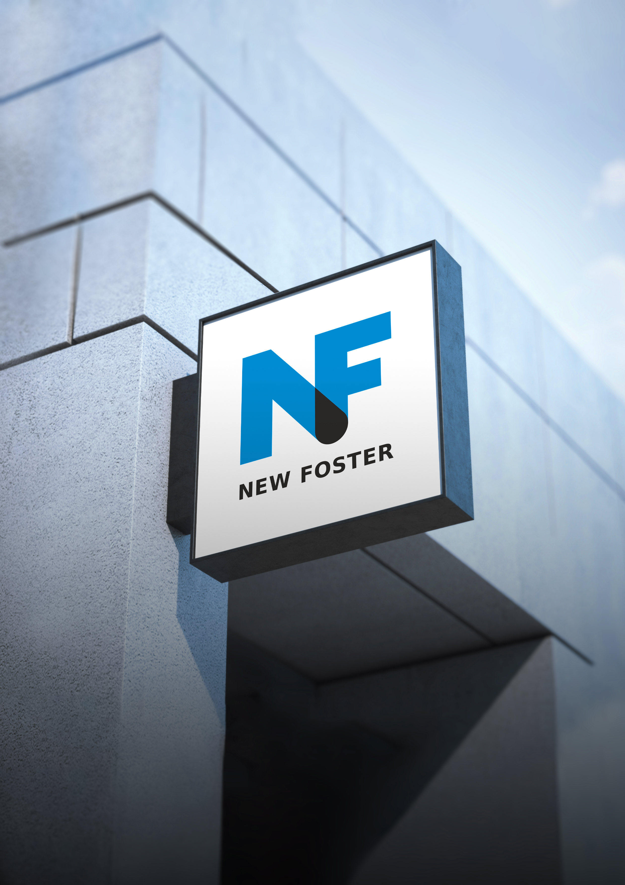 Логотип New Foster. Двухцветное решение. Световая кронштейн-панель